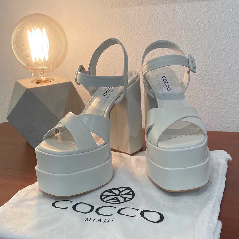 Hanna Platform Sandal Leather White